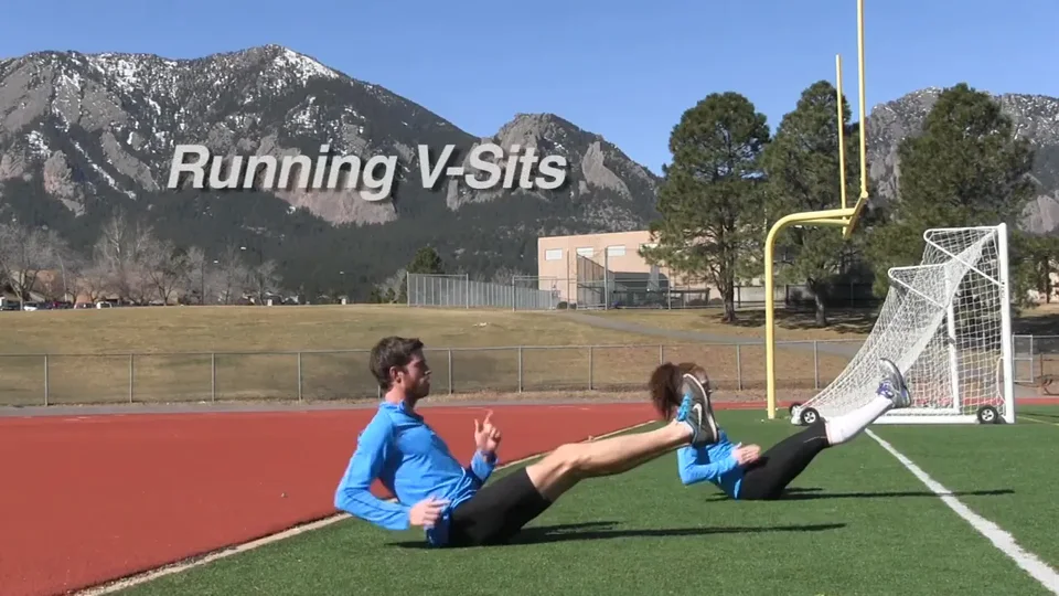 Close-up of running V-sit posture