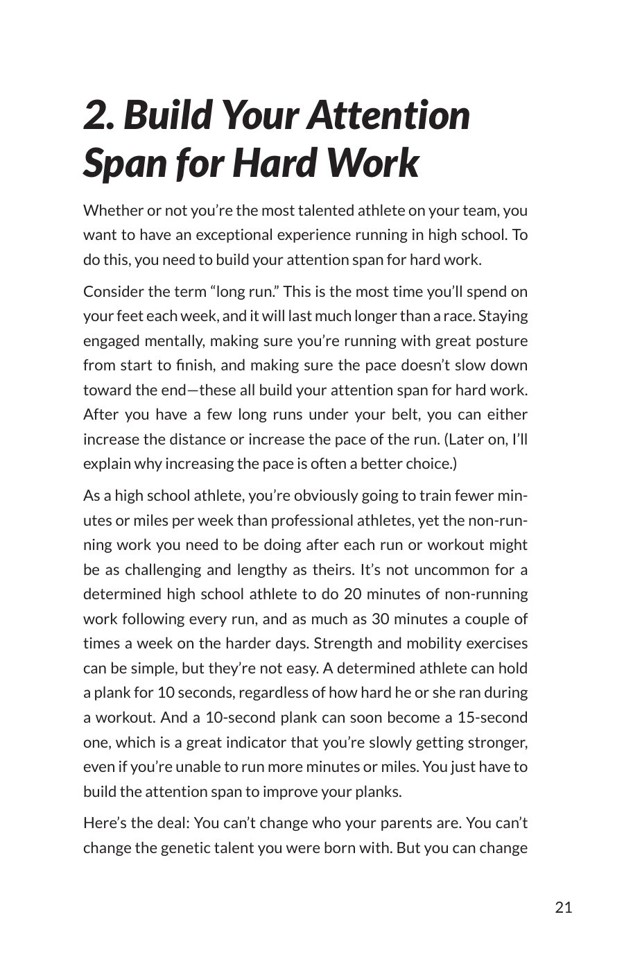 Chapter 2 opening page: Build Your Attention Span for Hard Work, printed page 21